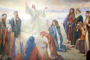 Saint-Grat-kirken, maleri, Jesus: Bergprekenen, Valgrisenche, Italia